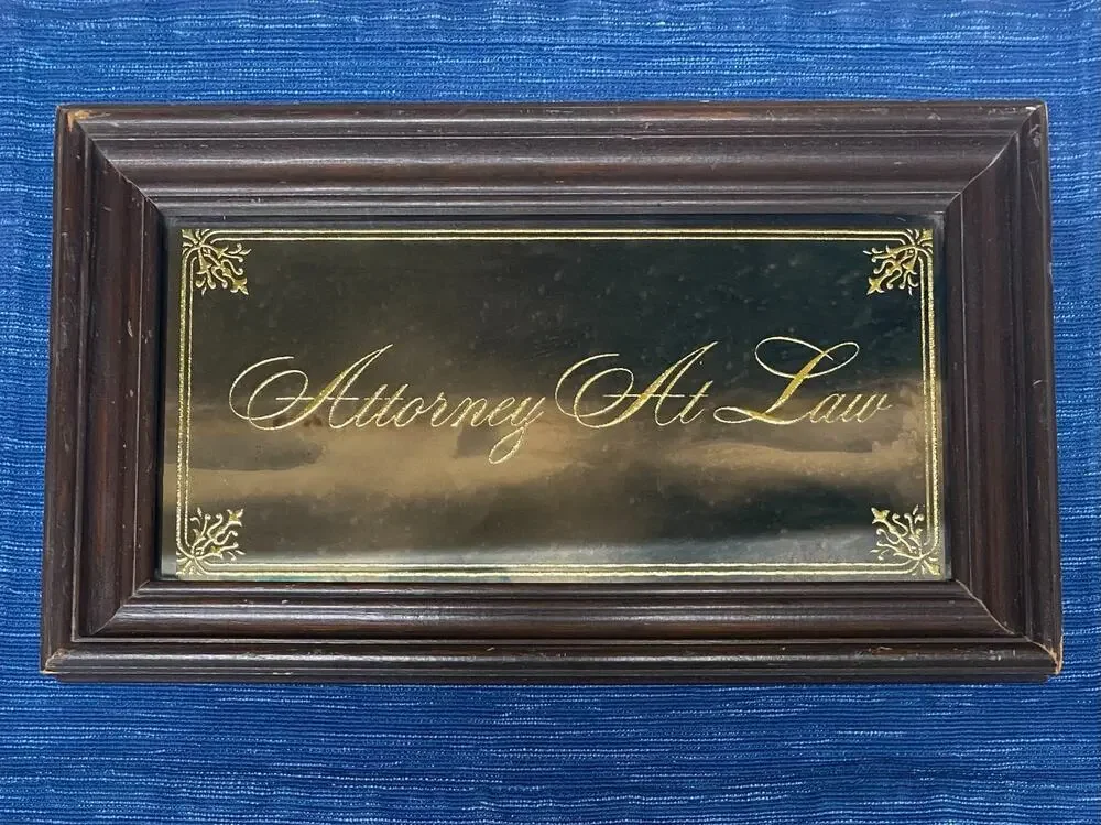 Vtg 1973 Attorney at Law Antiqued Acid Etched Wall Mirror Wood Framed 15
